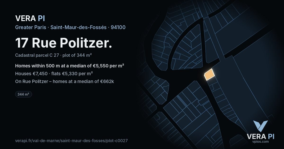 17 Rue Politzer, Saint-Maur-des-Fossés at night – the plot lit, the parcels around coloured by the prices near them