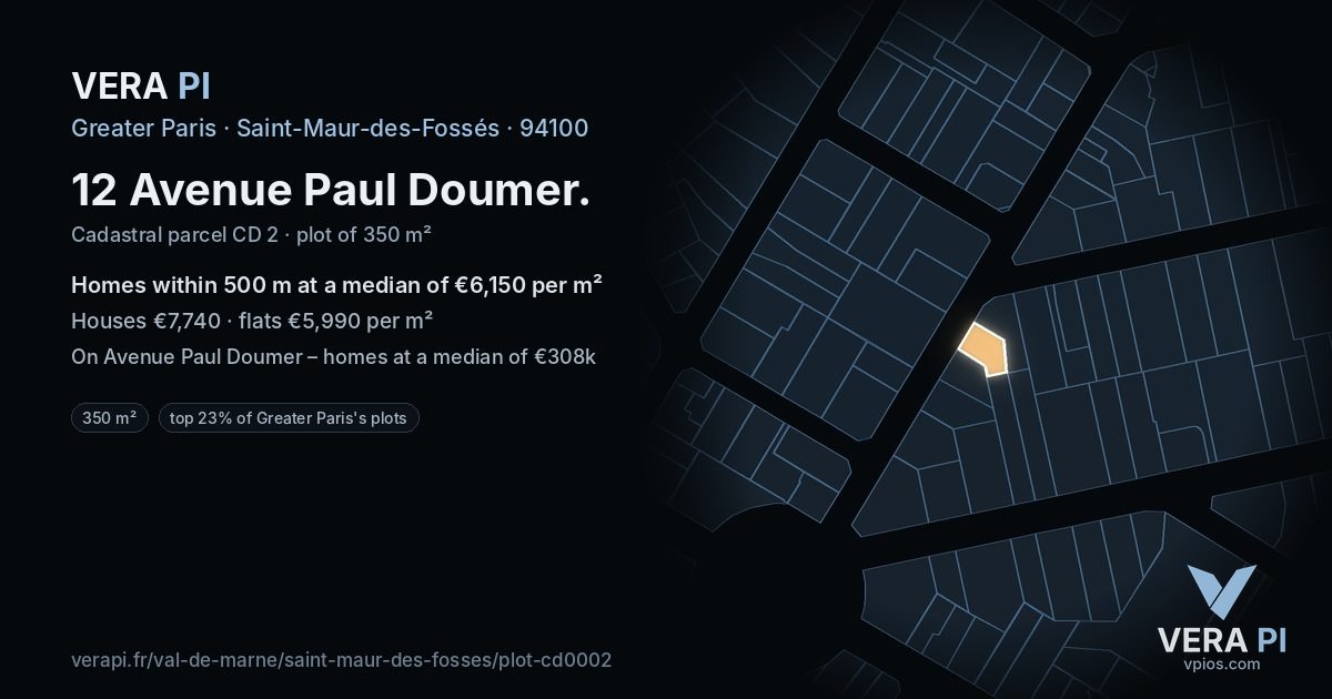 12 Avenue Paul Doumer, Saint-Maur-des-Fossés at night – the plot lit, the parcels around coloured by the prices near them