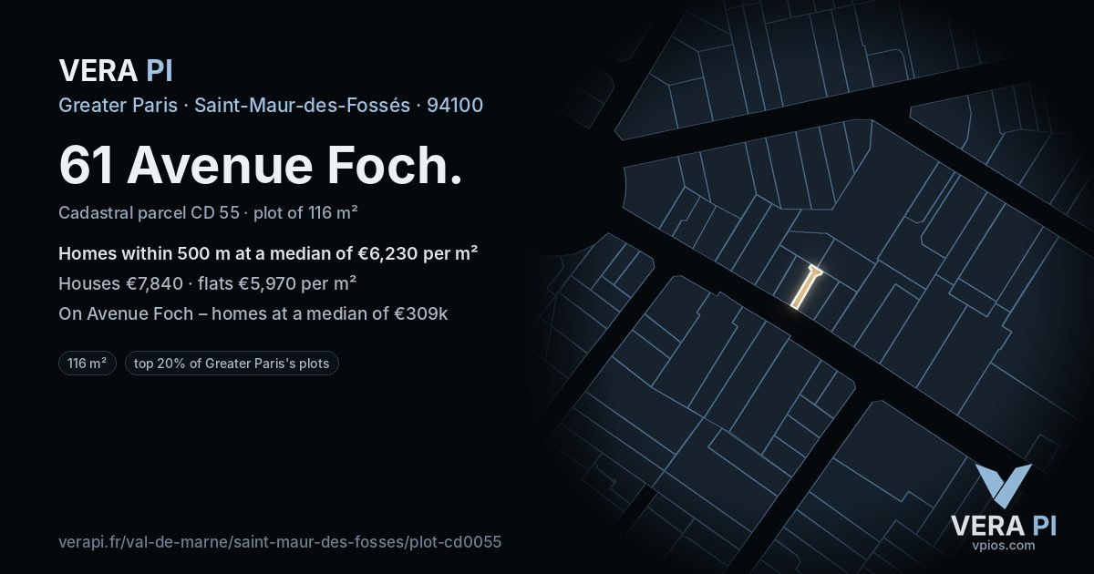 61 Avenue Foch, Saint-Maur-des-Fossés at night – the plot lit, the parcels around coloured by the prices near them