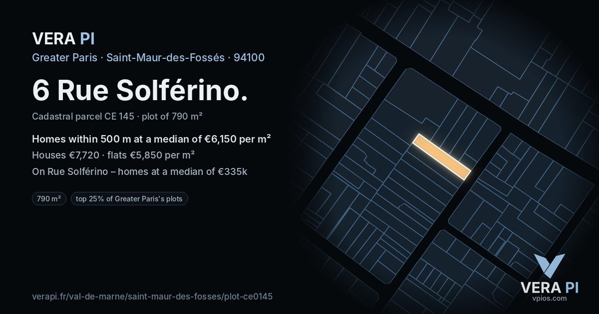 6 Rue Solférino, Saint-Maur-des-Fossés at night – the plot lit, the parcels around coloured by the prices near them
