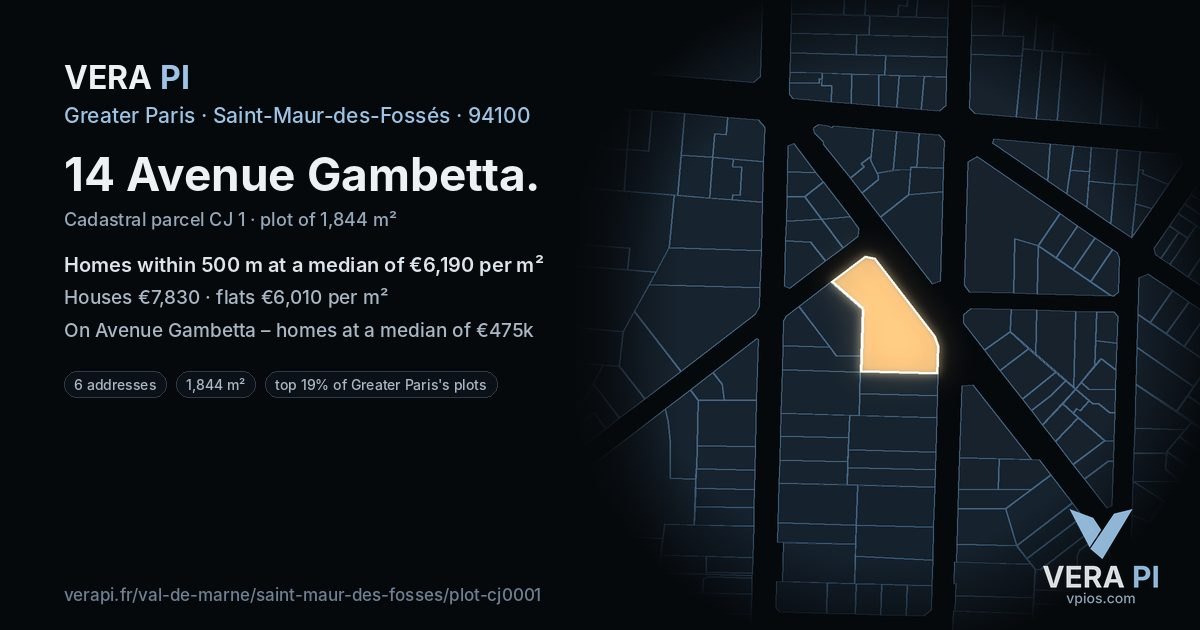 14 Avenue Gambetta, Saint-Maur-des-Fossés at night – the plot lit, the parcels around coloured by the prices near them