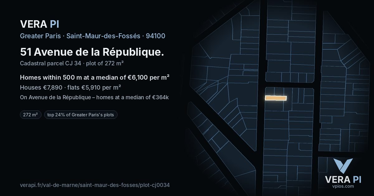 51 Avenue de la République, Saint-Maur-des-Fossés at night – the plot lit, the parcels around coloured by the prices near them