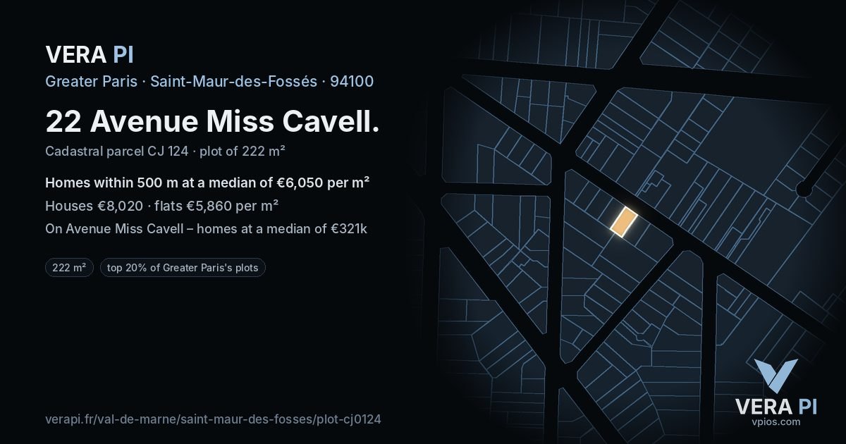 22 Avenue Miss Cavell, Saint-Maur-des-Fossés at night – the plot lit, the parcels around coloured by the prices near them