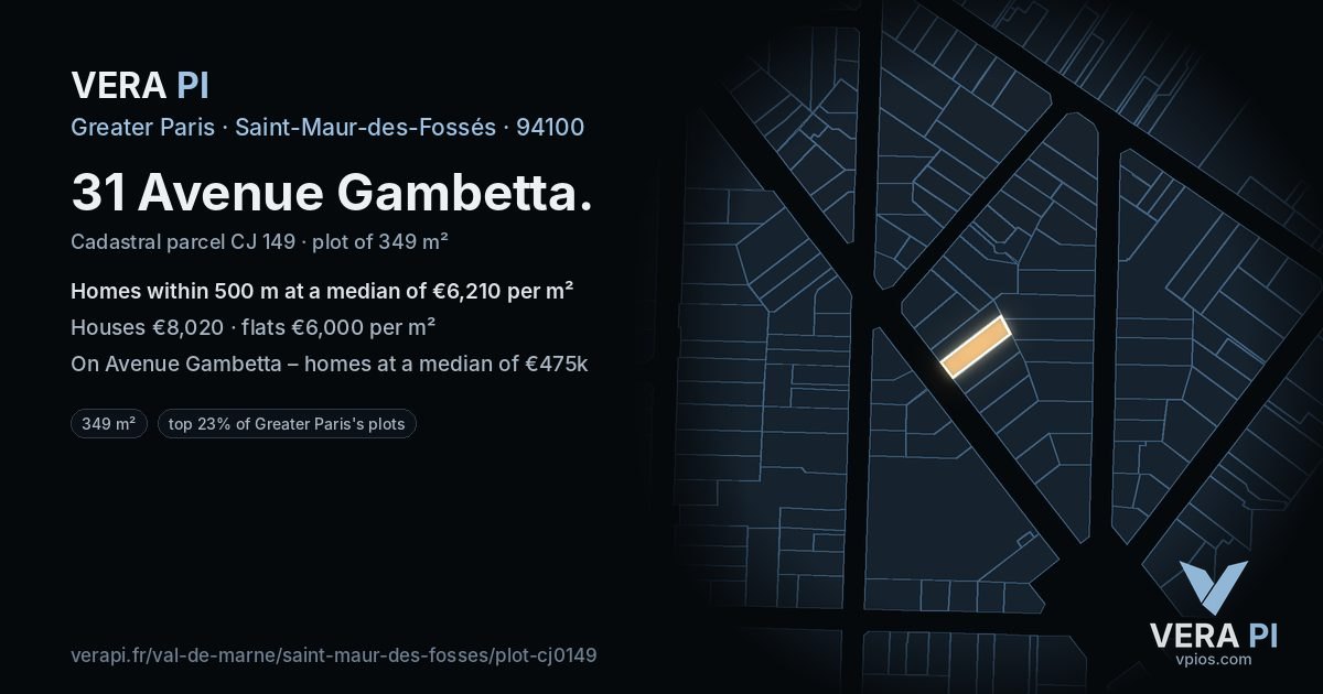 31 Avenue Gambetta, Saint-Maur-des-Fossés at night – the plot lit, the parcels around coloured by the prices near them