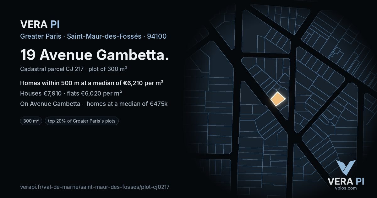 19 Avenue Gambetta, Saint-Maur-des-Fossés at night – the plot lit, the parcels around coloured by the prices near them