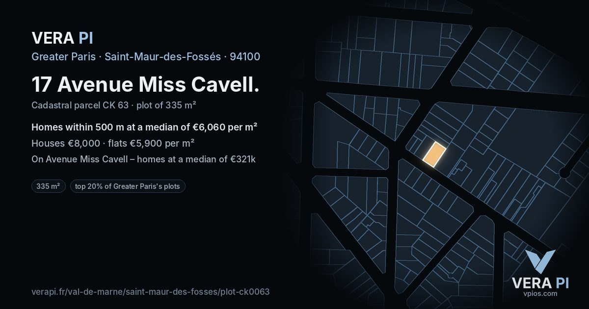 17 Avenue Miss Cavell, Saint-Maur-des-Fossés at night – the plot lit, the parcels around coloured by the prices near them