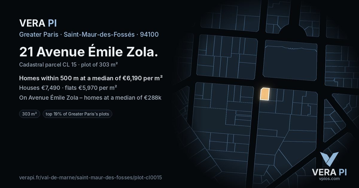 21 Avenue Émile Zola, Saint-Maur-des-Fossés at night – the plot lit, the parcels around coloured by the prices near them