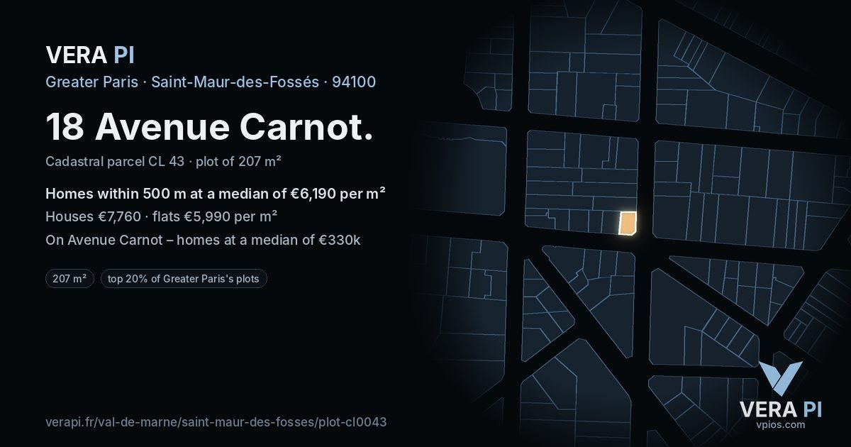 18 Avenue Carnot, Saint-Maur-des-Fossés at night – the plot lit, the parcels around coloured by the prices near them