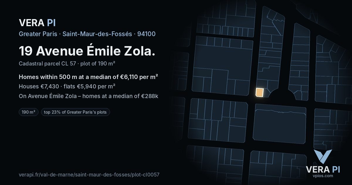 19 Avenue Émile Zola, Saint-Maur-des-Fossés at night – the plot lit, the parcels around coloured by the prices near them