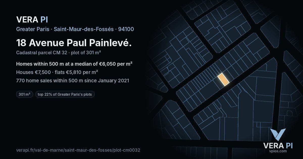 18 Avenue Paul Painlevé, Saint-Maur-des-Fossés at night – the plot lit, the parcels around coloured by the prices near them