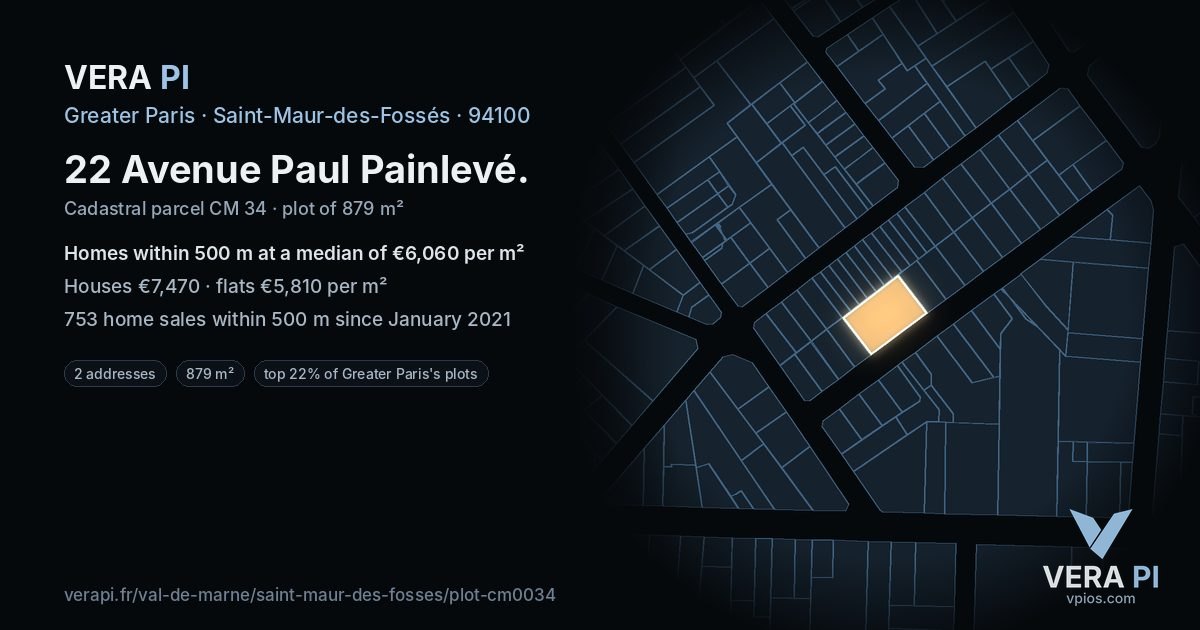 22 Avenue Paul Painlevé, Saint-Maur-des-Fossés at night – the plot lit, the parcels around coloured by the prices near them