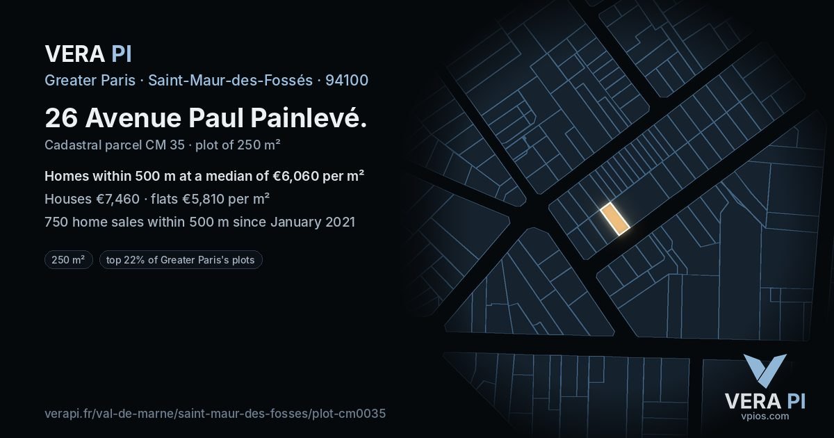 26 Avenue Paul Painlevé, Saint-Maur-des-Fossés at night – the plot lit, the parcels around coloured by the prices near them