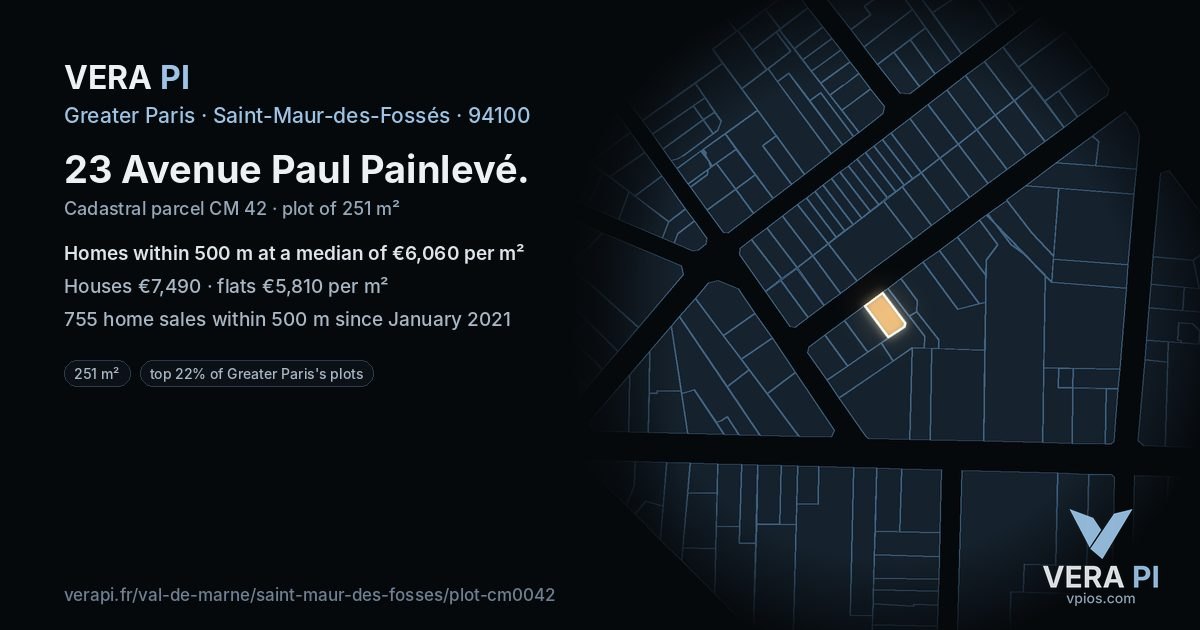 23 Avenue Paul Painlevé, Saint-Maur-des-Fossés at night – the plot lit, the parcels around coloured by the prices near them