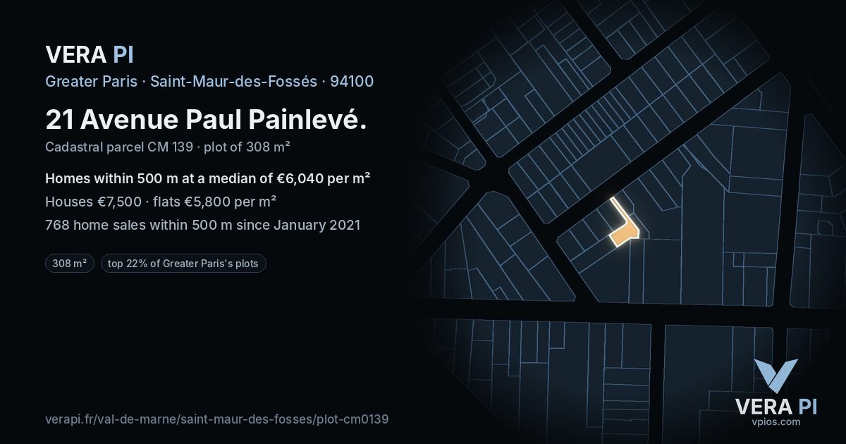 21 Avenue Paul Painlevé, Saint-Maur-des-Fossés at night – the plot lit, the parcels around coloured by the prices near them