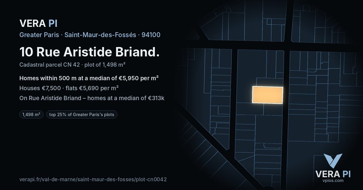 10 Rue Aristide Briand, Saint-Maur-des-Fossés at night – the plot lit, the parcels around coloured by the prices near them