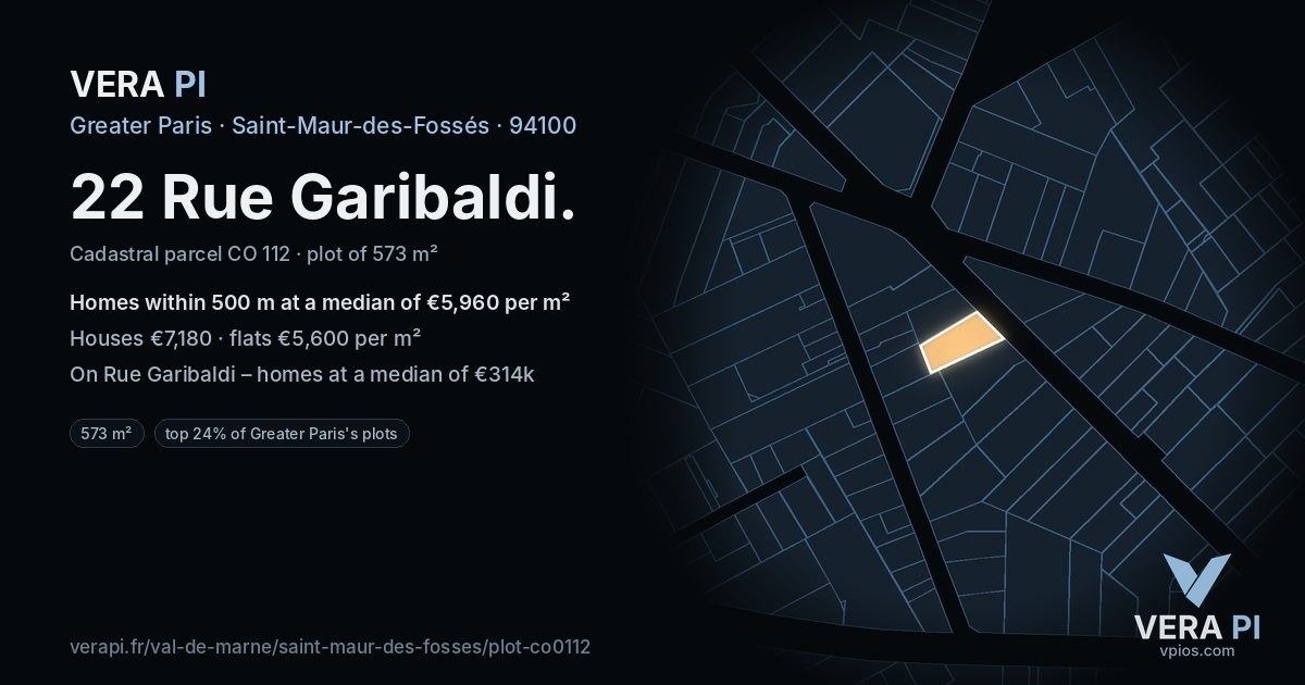 22 Rue Garibaldi, Saint-Maur-des-Fossés at night – the plot lit, the parcels around coloured by the prices near them