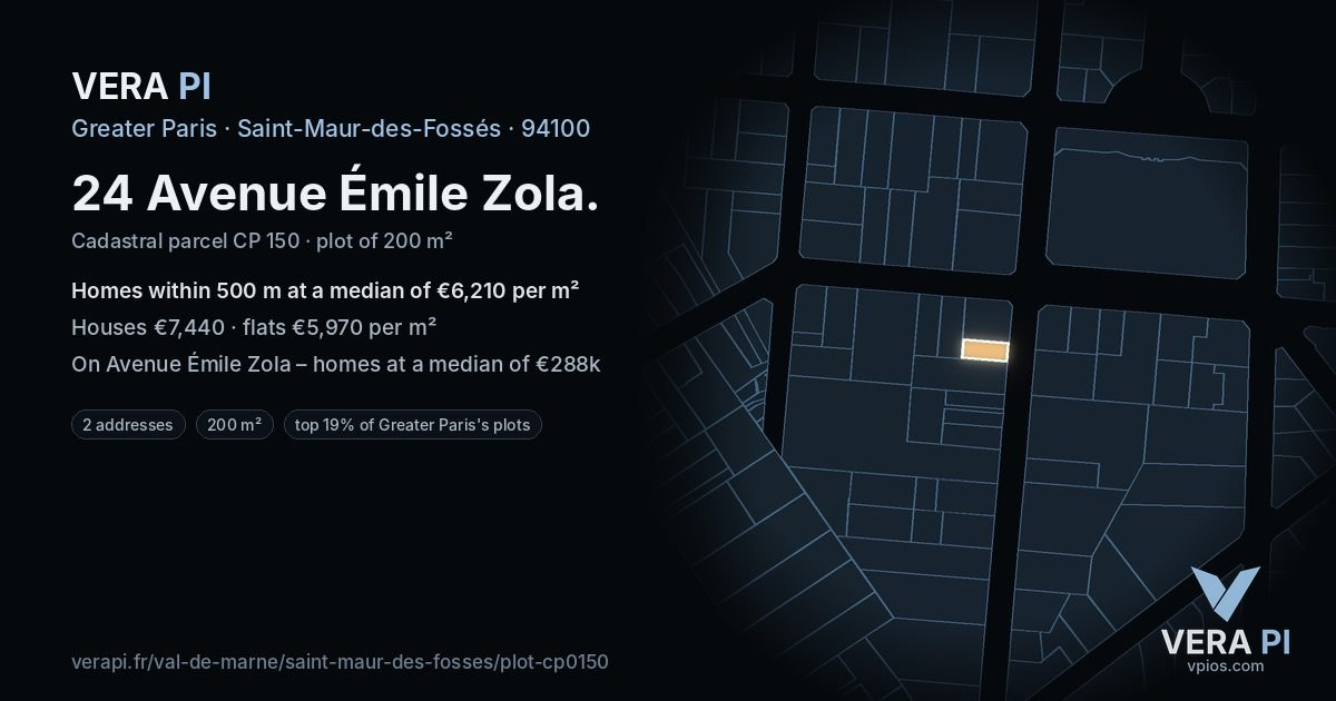 24 Avenue Émile Zola, Saint-Maur-des-Fossés at night – the plot lit, the parcels around coloured by the prices near them