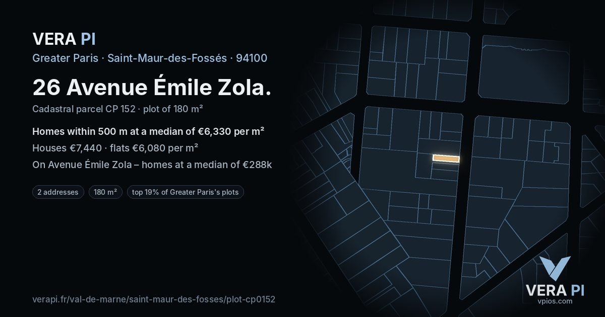 26 Avenue Émile Zola, Saint-Maur-des-Fossés at night – the plot lit, the parcels around coloured by the prices near them