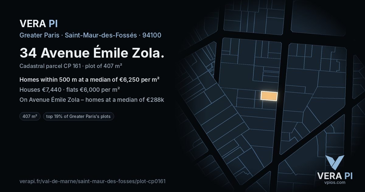 34 Avenue Émile Zola, Saint-Maur-des-Fossés at night – the plot lit, the parcels around coloured by the prices near them