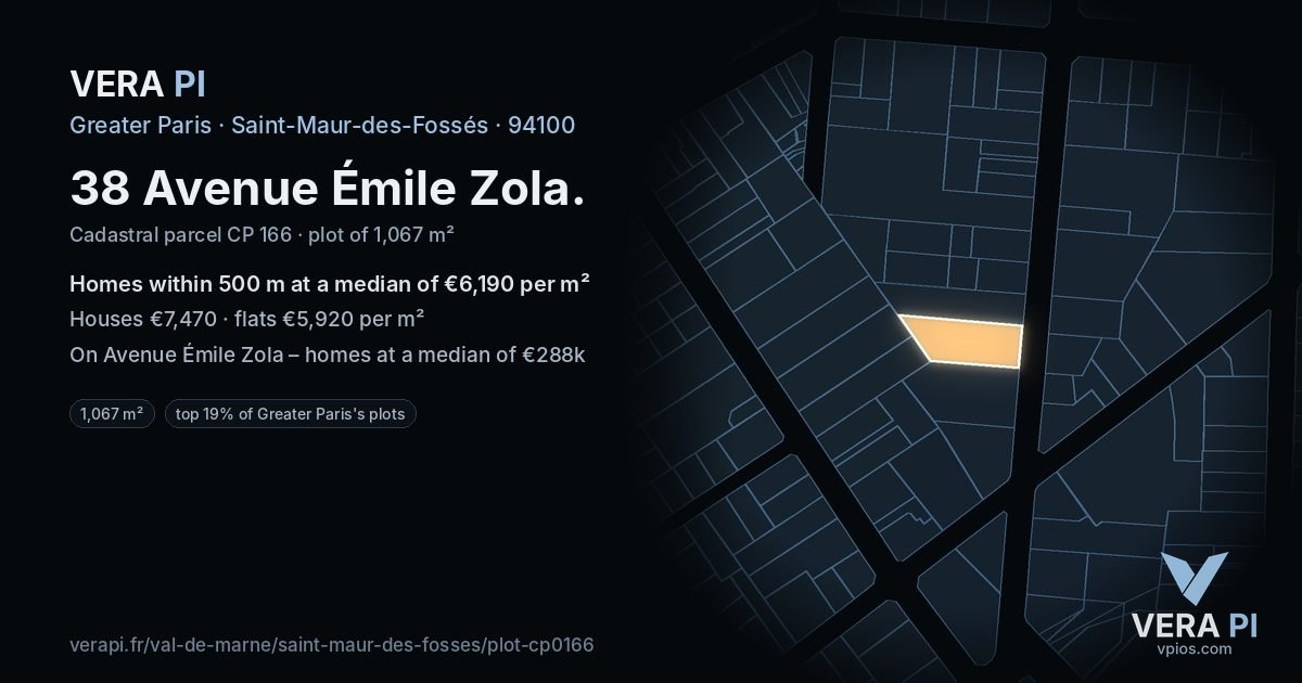 38 Avenue Émile Zola, Saint-Maur-des-Fossés at night – the plot lit, the parcels around coloured by the prices near them