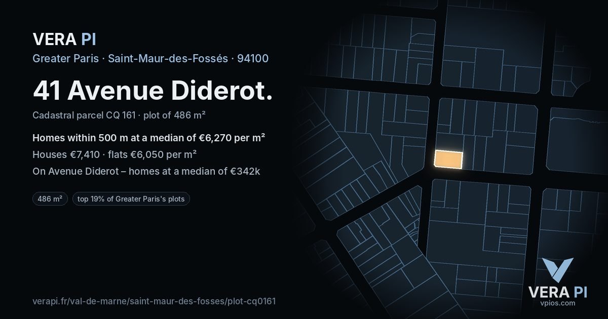 41 Avenue Diderot, Saint-Maur-des-Fossés at night – the plot lit, the parcels around coloured by the prices near them