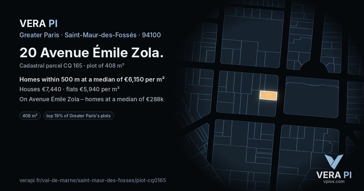 20 Avenue Émile Zola, Saint-Maur-des-Fossés at night – the plot lit, the parcels around coloured by the prices near them