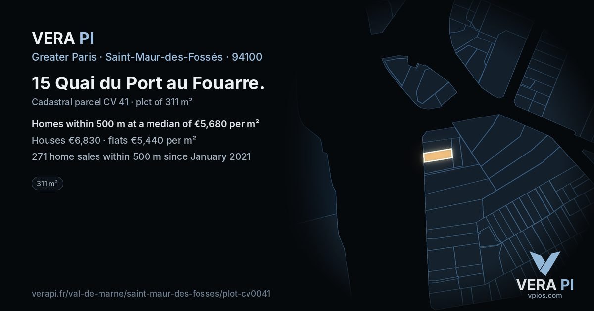 15 Quai du Port au Fouarre, Saint-Maur-des-Fossés at night – the plot lit, the parcels around coloured by the prices near them
