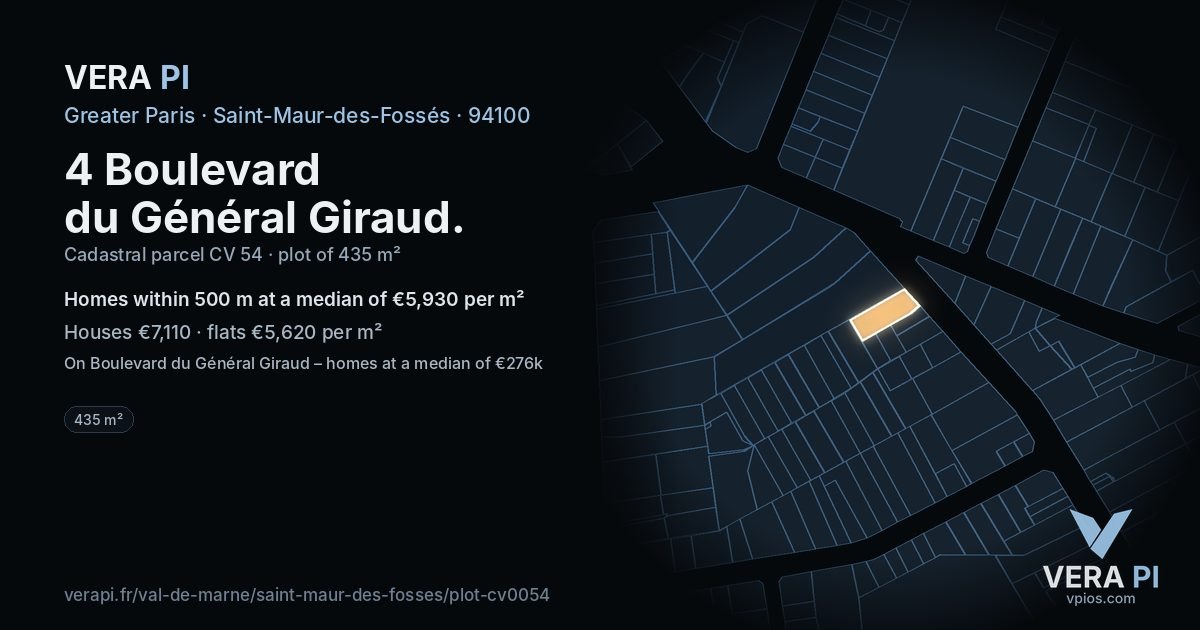 4 Boulevard du Général Giraud, Saint-Maur-des-Fossés at night – the plot lit, the parcels around coloured by the prices near them