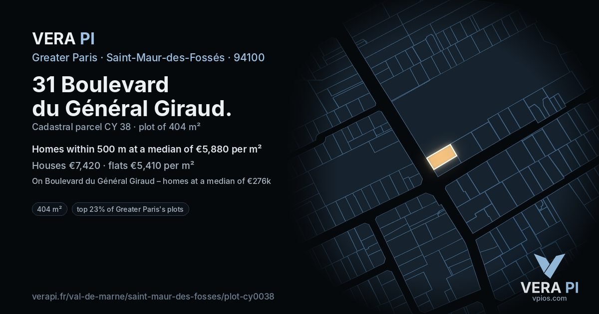 31 Boulevard du Général Giraud, Saint-Maur-des-Fossés at night – the plot lit, the parcels around coloured by the prices near them