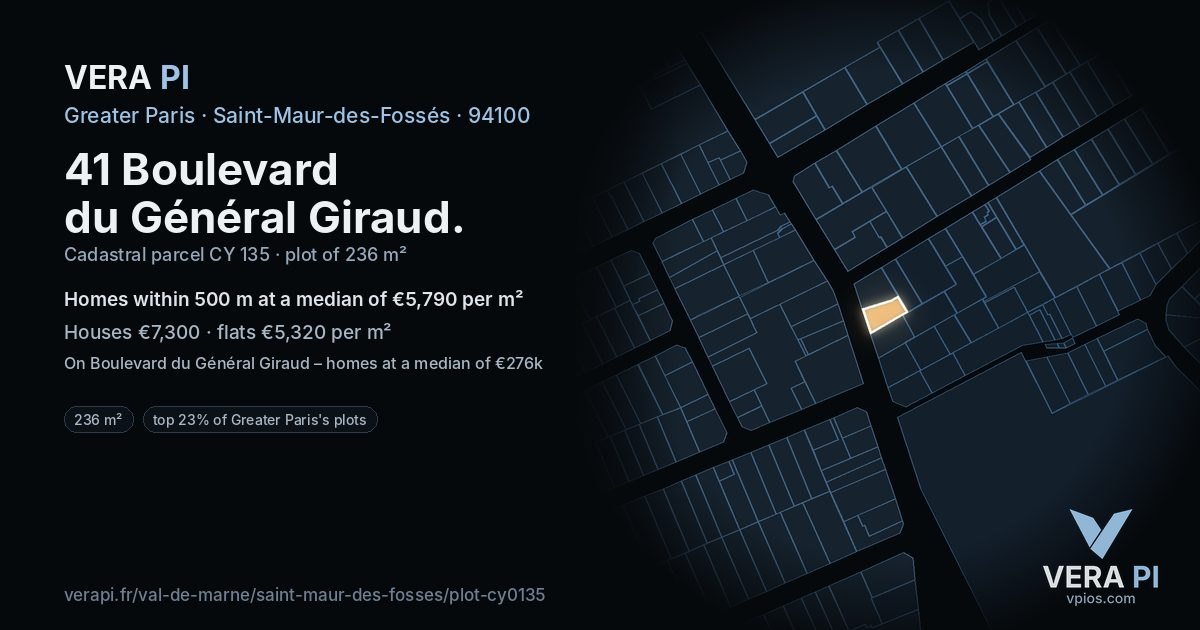 41 Boulevard du Général Giraud, Saint-Maur-des-Fossés at night – the plot lit, the parcels around coloured by the prices near them