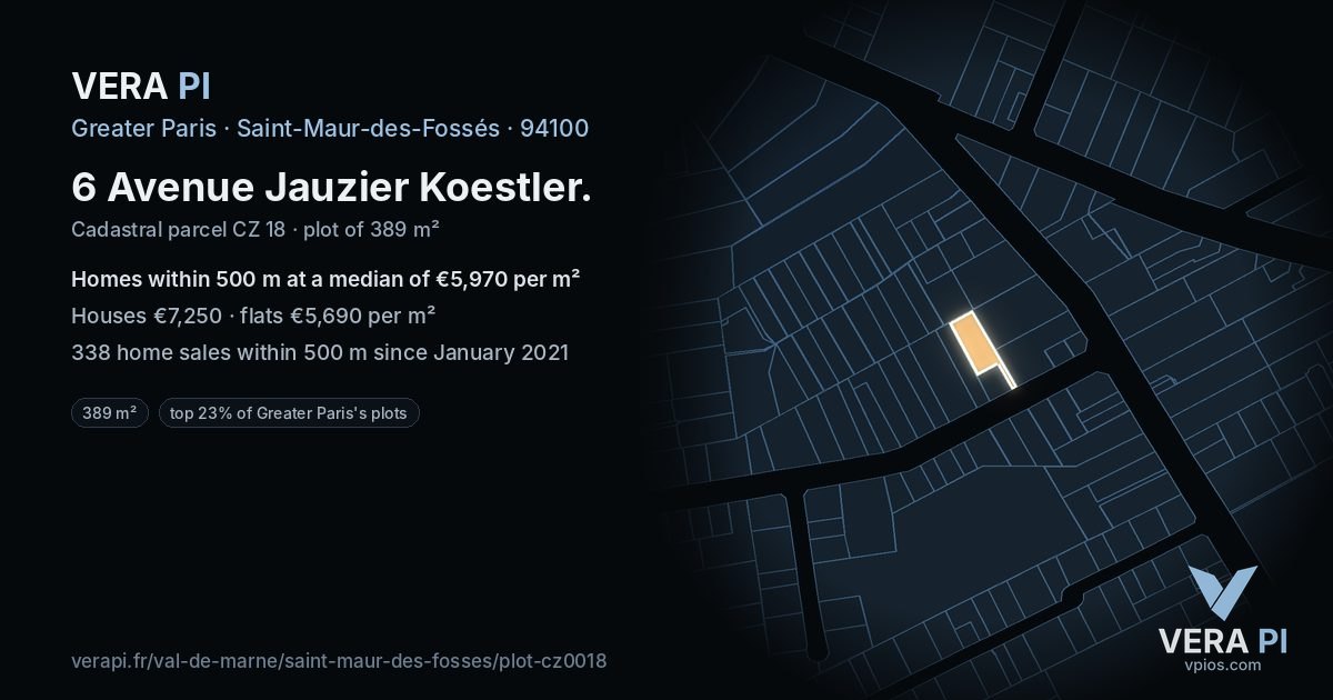 6 Avenue Jauzier Koestler, Saint-Maur-des-Fossés at night – the plot lit, the parcels around coloured by the prices near them