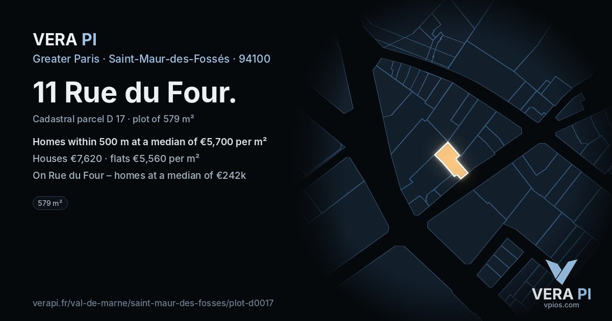 11 Rue du Four, Saint-Maur-des-Fossés at night – the plot lit, the parcels around coloured by the prices near them