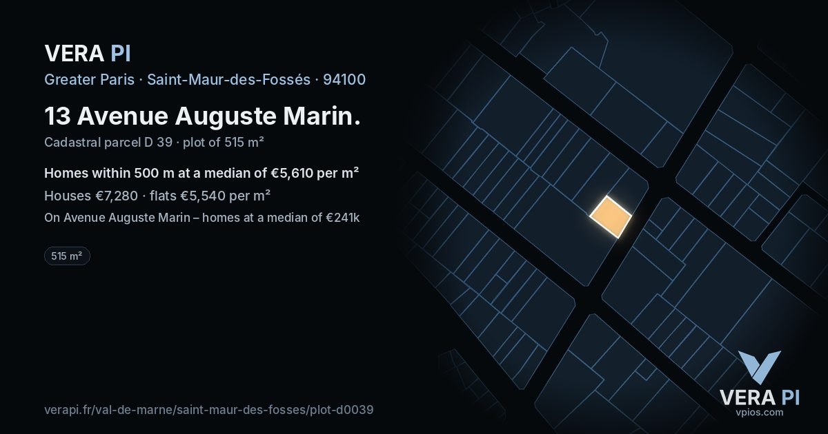 13 Avenue Auguste Marin, Saint-Maur-des-Fossés at night – the plot lit, the parcels around coloured by the prices near them