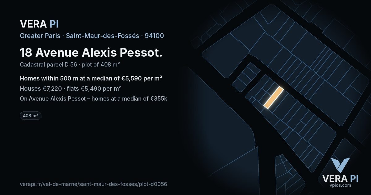 18 Avenue Alexis Pessot, Saint-Maur-des-Fossés at night – the plot lit, the parcels around coloured by the prices near them