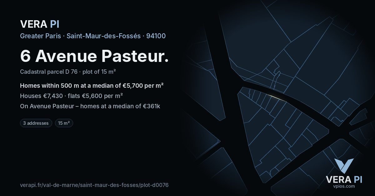 6 Avenue Pasteur, Saint-Maur-des-Fossés at night – the plot lit, the parcels around coloured by the prices near them