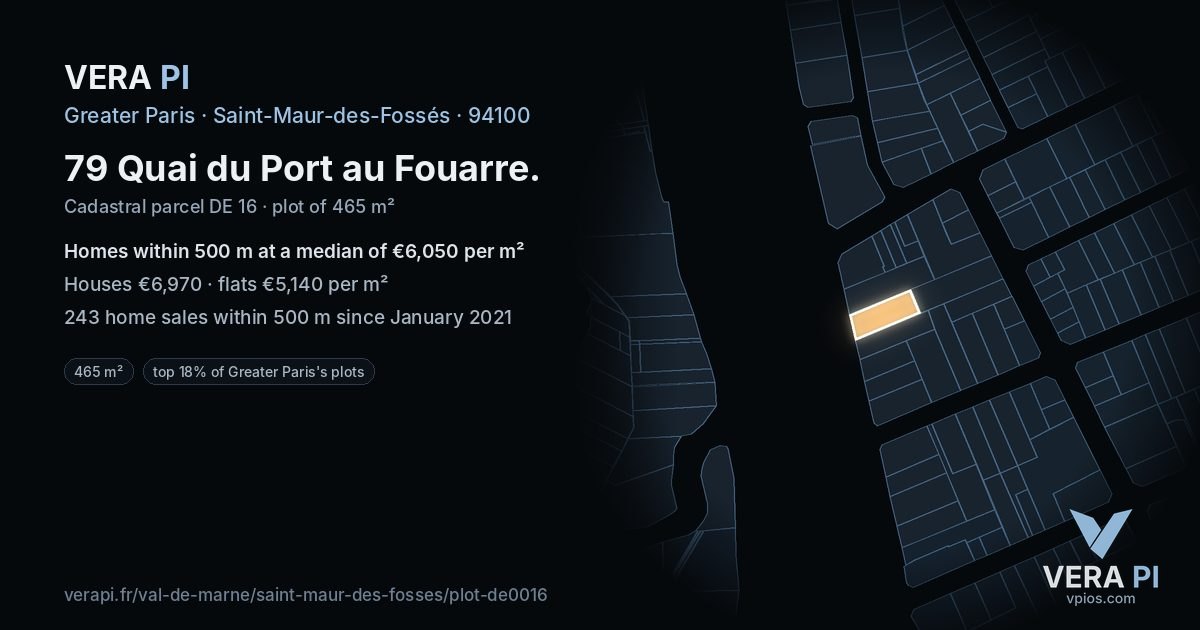 79 Quai du Port au Fouarre, Saint-Maur-des-Fossés at night – the plot lit, the parcels around coloured by the prices near them