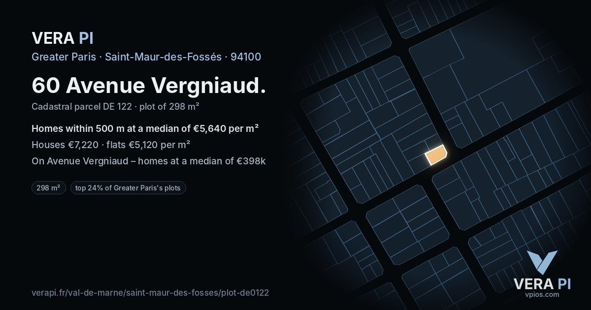 60 Avenue Vergniaud, Saint-Maur-des-Fossés at night – the plot lit, the parcels around coloured by the prices near them