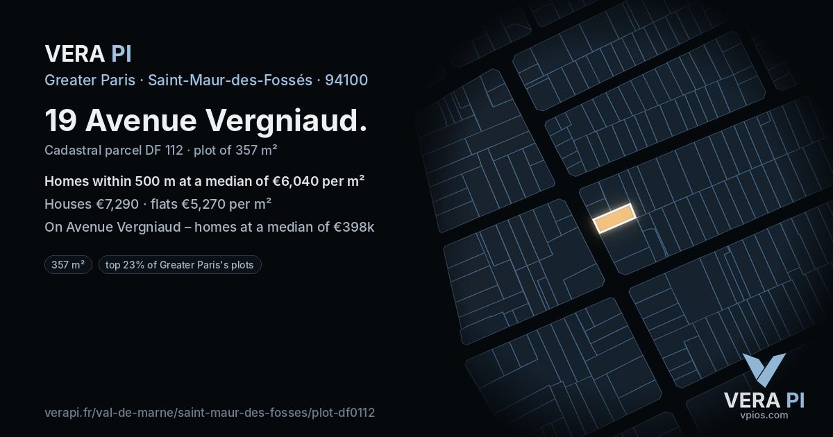 19 Avenue Vergniaud, Saint-Maur-des-Fossés at night – the plot lit, the parcels around coloured by the prices near them