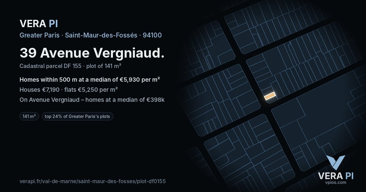 39 Avenue Vergniaud, Saint-Maur-des-Fossés at night – the plot lit, the parcels around coloured by the prices near them