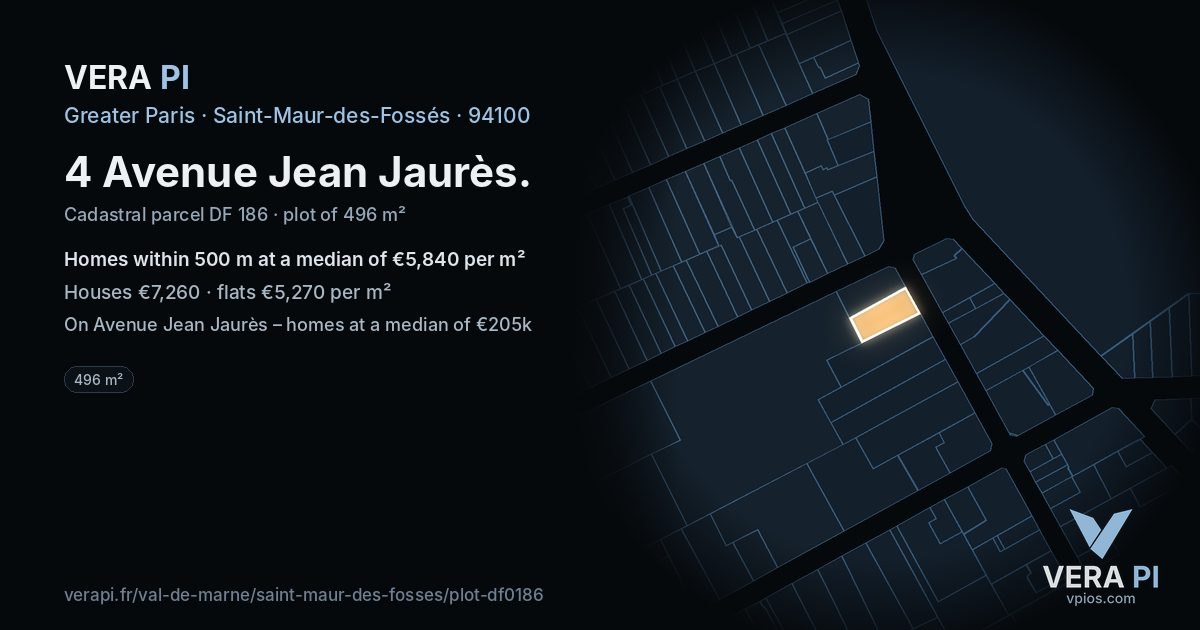 4 Avenue Jean Jaurès, Saint-Maur-des-Fossés at night – the plot lit, the parcels around coloured by the prices near them