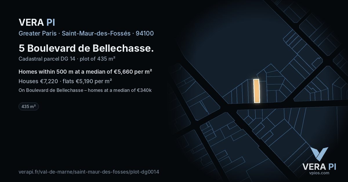 5 Boulevard de Bellechasse, Saint-Maur-des-Fossés at night – the plot lit, the parcels around coloured by the prices near them