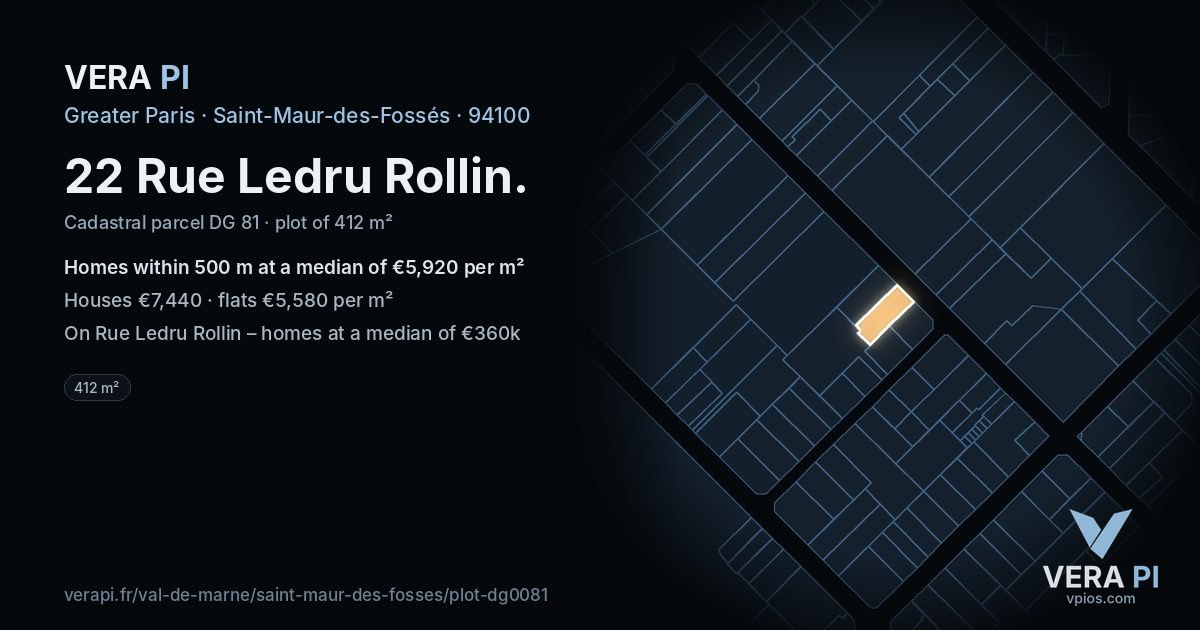 22 Rue Ledru Rollin, Saint-Maur-des-Fossés at night – the plot lit, the parcels around coloured by the prices near them