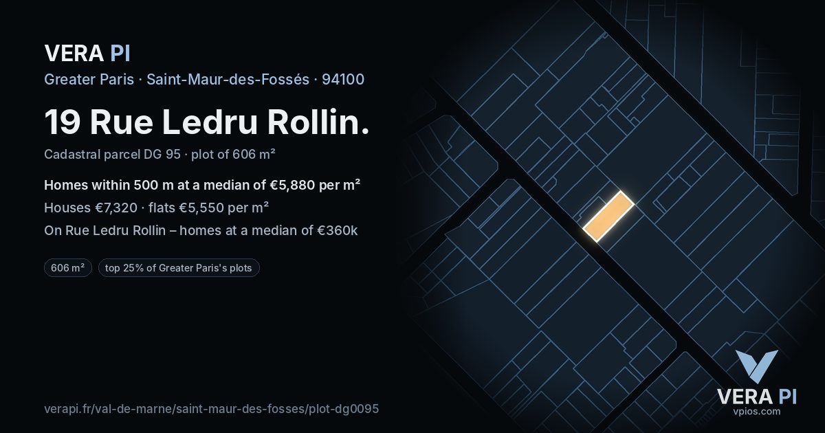 19 Rue Ledru Rollin, Saint-Maur-des-Fossés at night – the plot lit, the parcels around coloured by the prices near them
