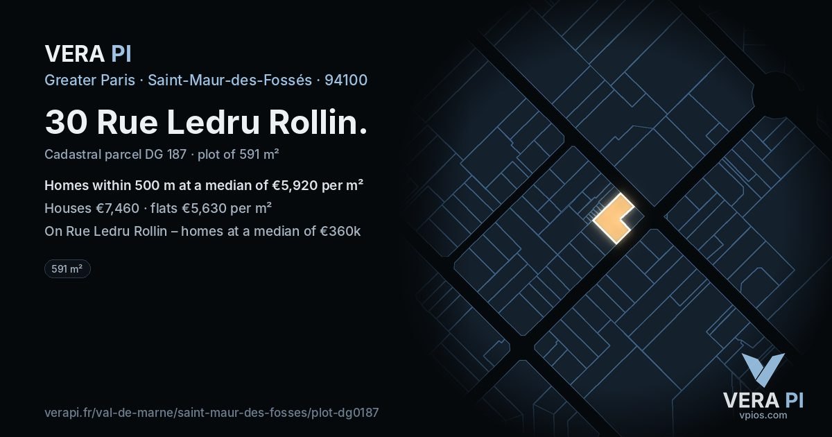 30 Rue Ledru Rollin, Saint-Maur-des-Fossés at night – the plot lit, the parcels around coloured by the prices near them