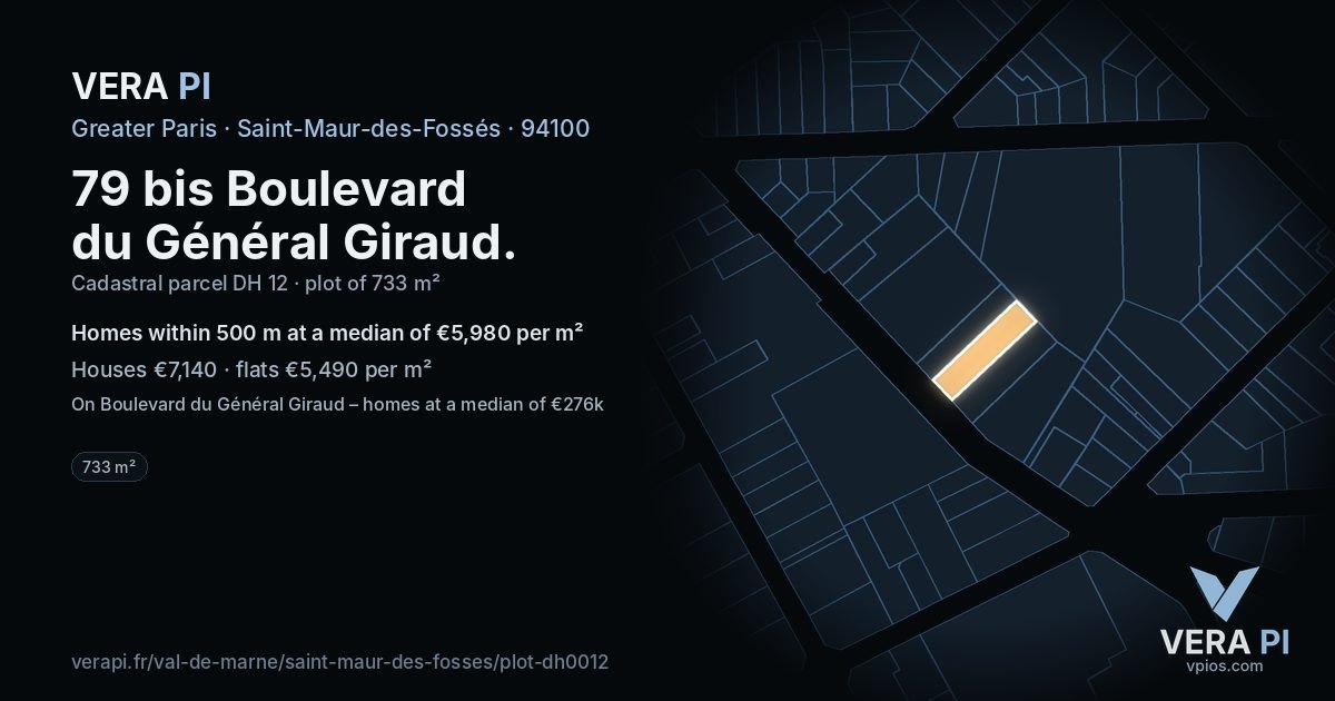 79 bis Boulevard du Général Giraud, Saint-Maur-des-Fossés at night – the plot lit, the parcels around coloured by the prices near them