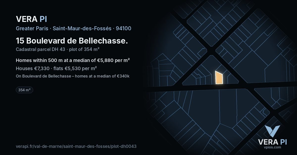 15 Boulevard de Bellechasse, Saint-Maur-des-Fossés at night – the plot lit, the parcels around coloured by the prices near them