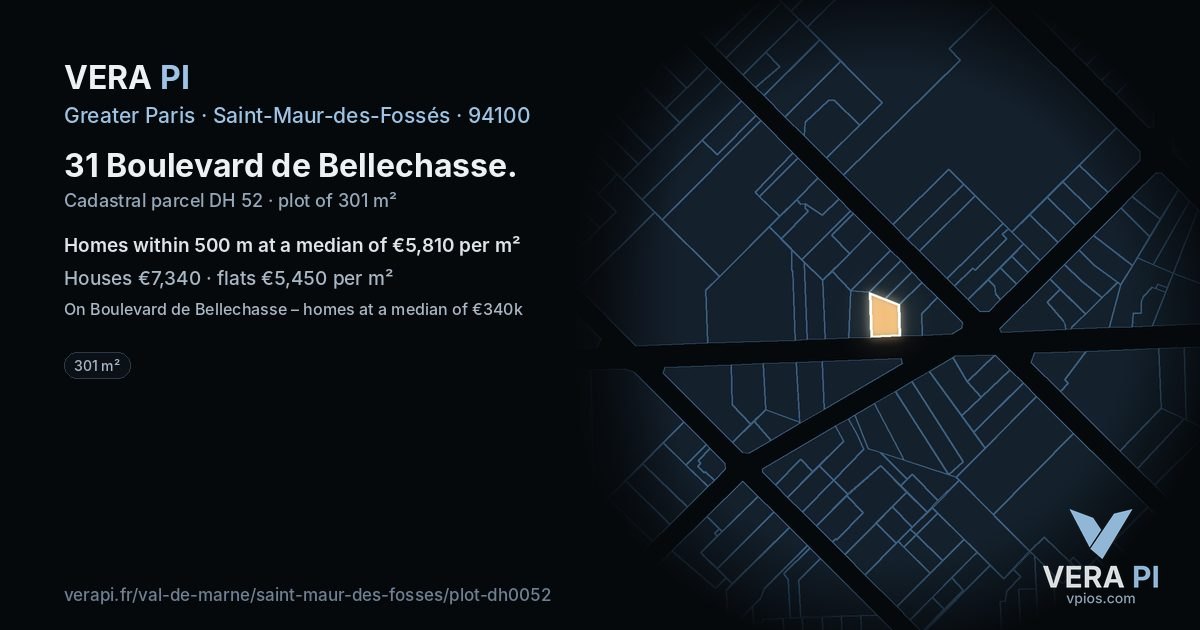 31 Boulevard de Bellechasse, Saint-Maur-des-Fossés at night – the plot lit, the parcels around coloured by the prices near them