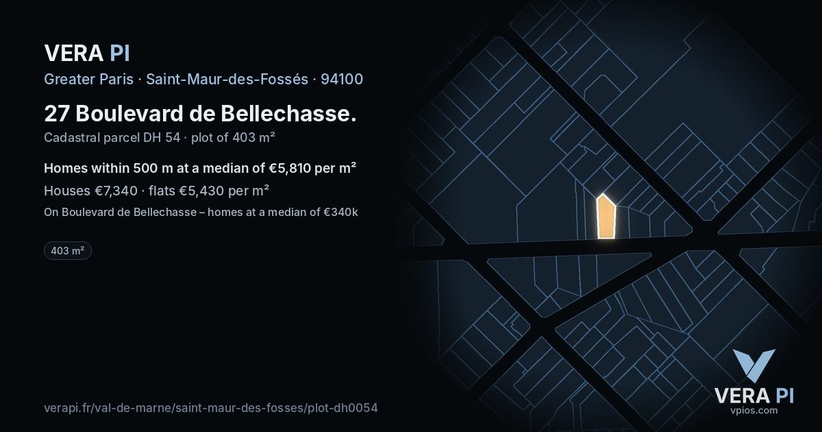 27 Boulevard de Bellechasse, Saint-Maur-des-Fossés at night – the plot lit, the parcels around coloured by the prices near them