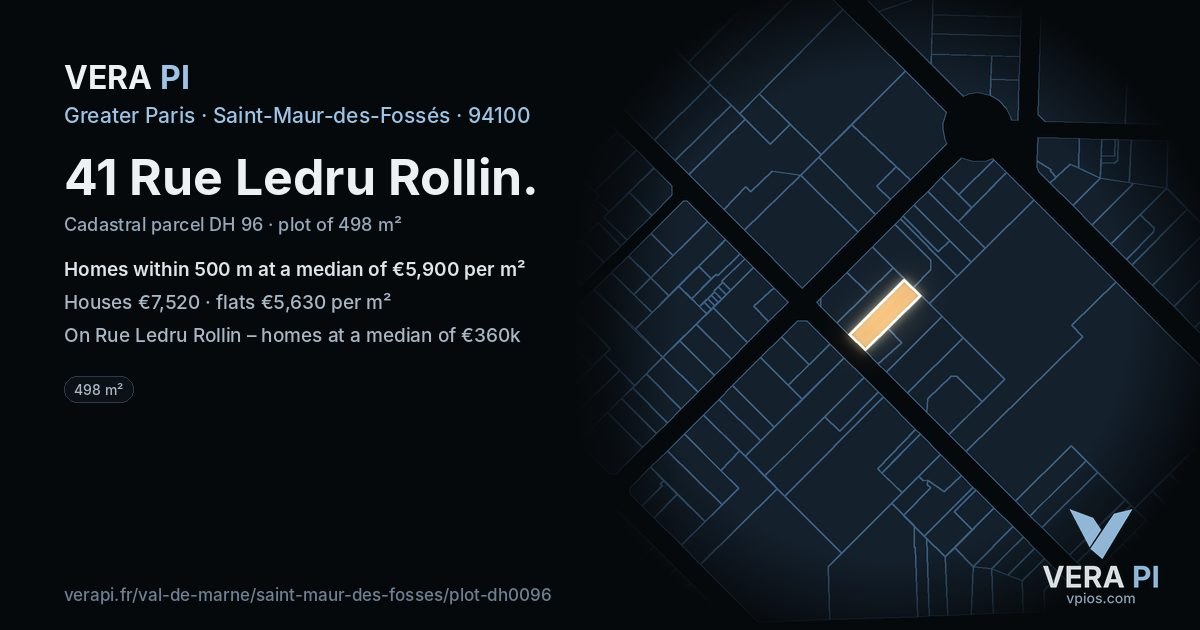 41 Rue Ledru Rollin, Saint-Maur-des-Fossés at night – the plot lit, the parcels around coloured by the prices near them