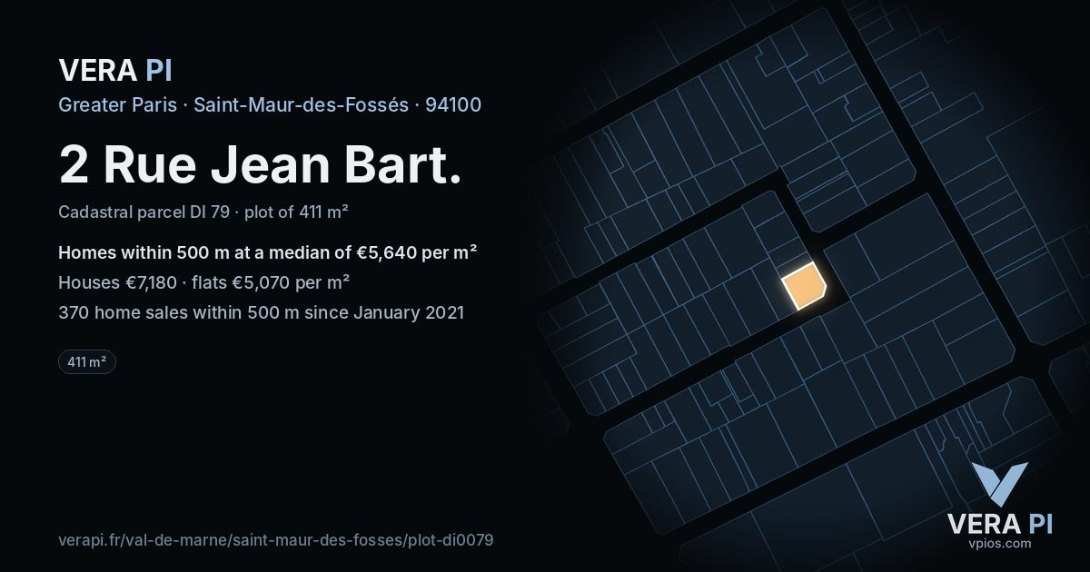 2 Rue Jean Bart, Saint-Maur-des-Fossés at night – the plot lit, the parcels around coloured by the prices near them